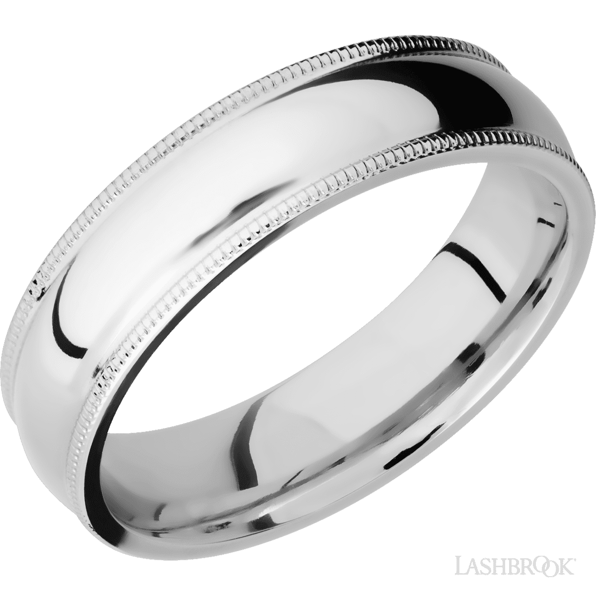 Lashbrook 14K White Gold Men's Wedding Ring With Milgrain Edges - Diamonds By Rothschild