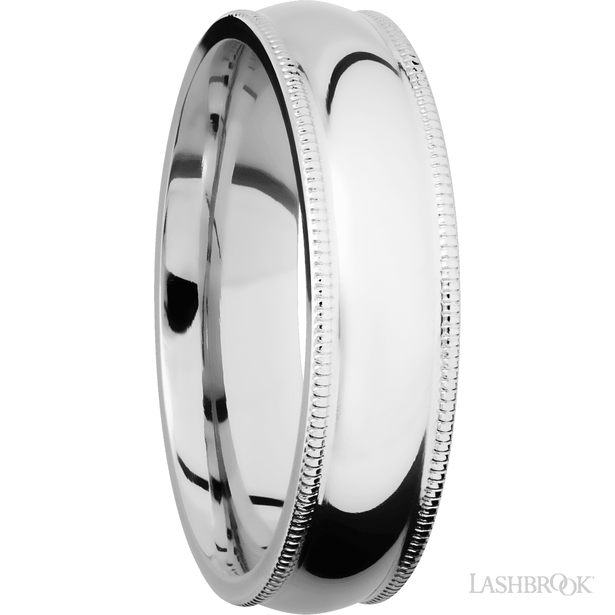 Lashbrook 14K White Gold Men's Wedding Ring With Milgrain Edges - Diamonds By Rothschild