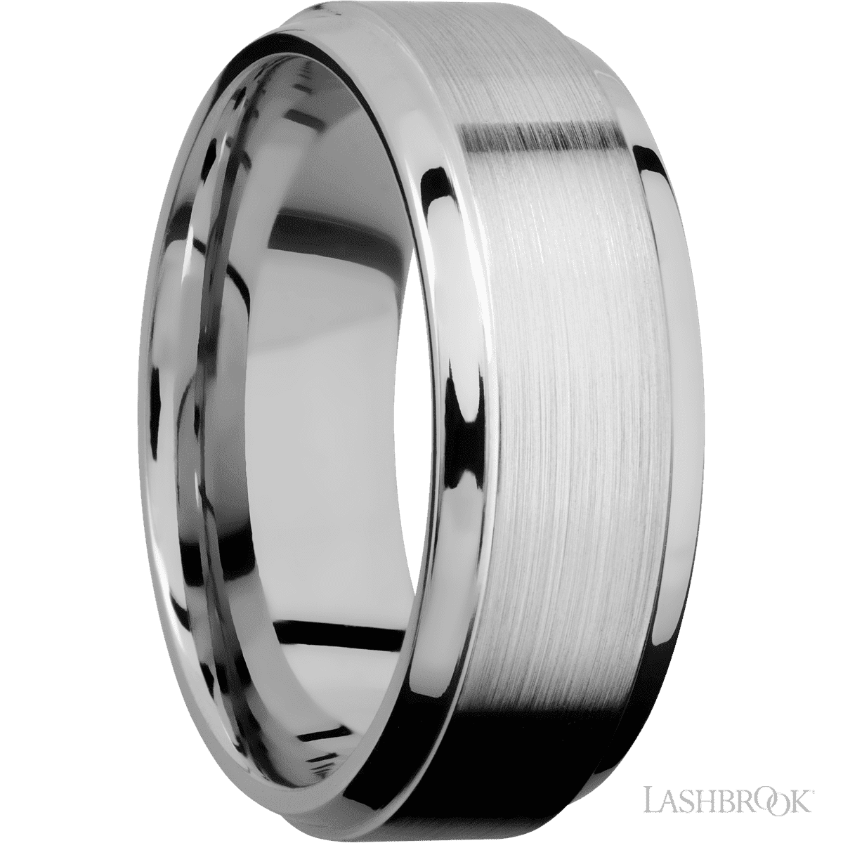 Lashbrook 14K White Gold Wedding Band For Him - Satin, Polish Finish - Diamonds By Rothschild