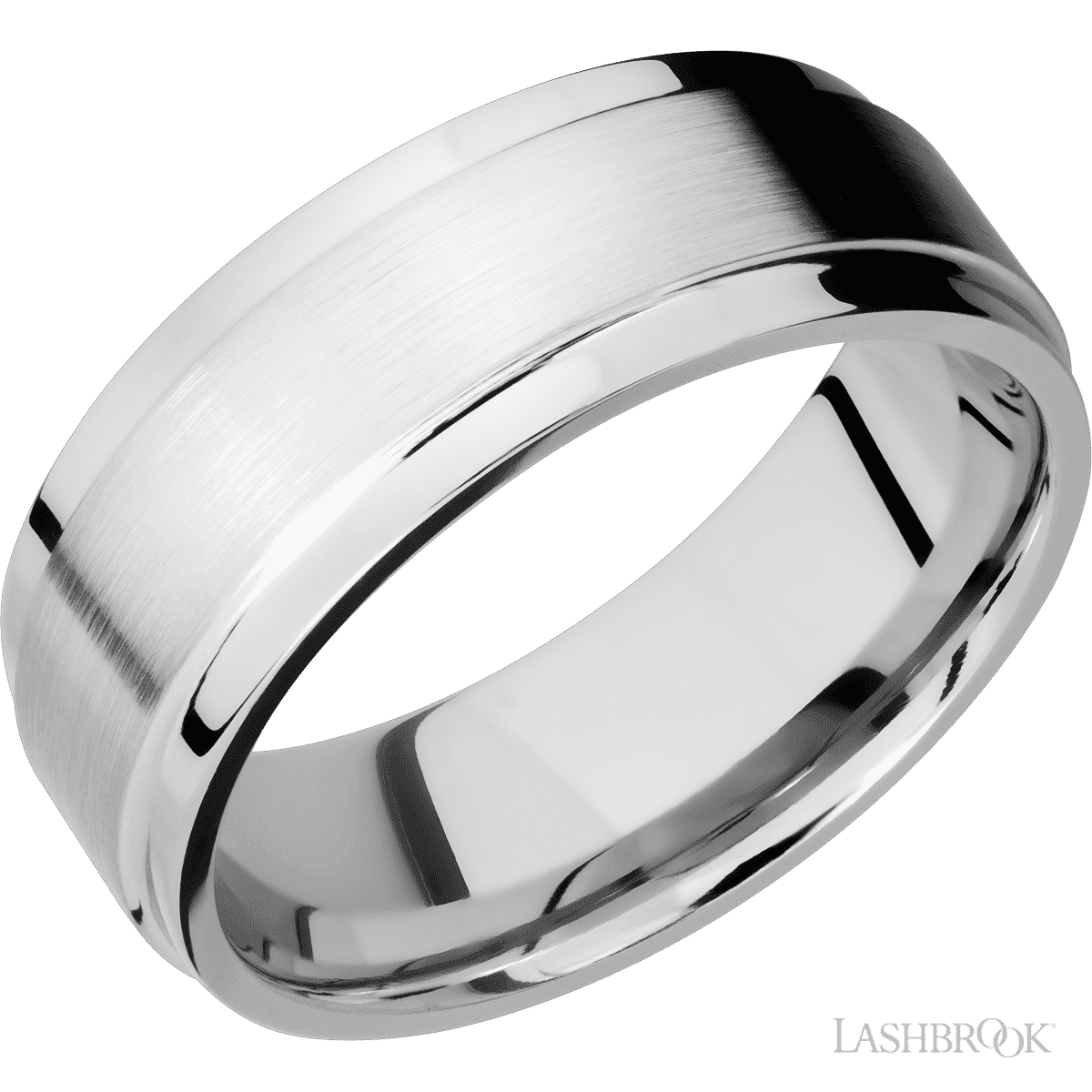 Lashbrook 14K White Gold Wedding Band For Him - Satin, Polish Finish - Diamonds By Rothschild