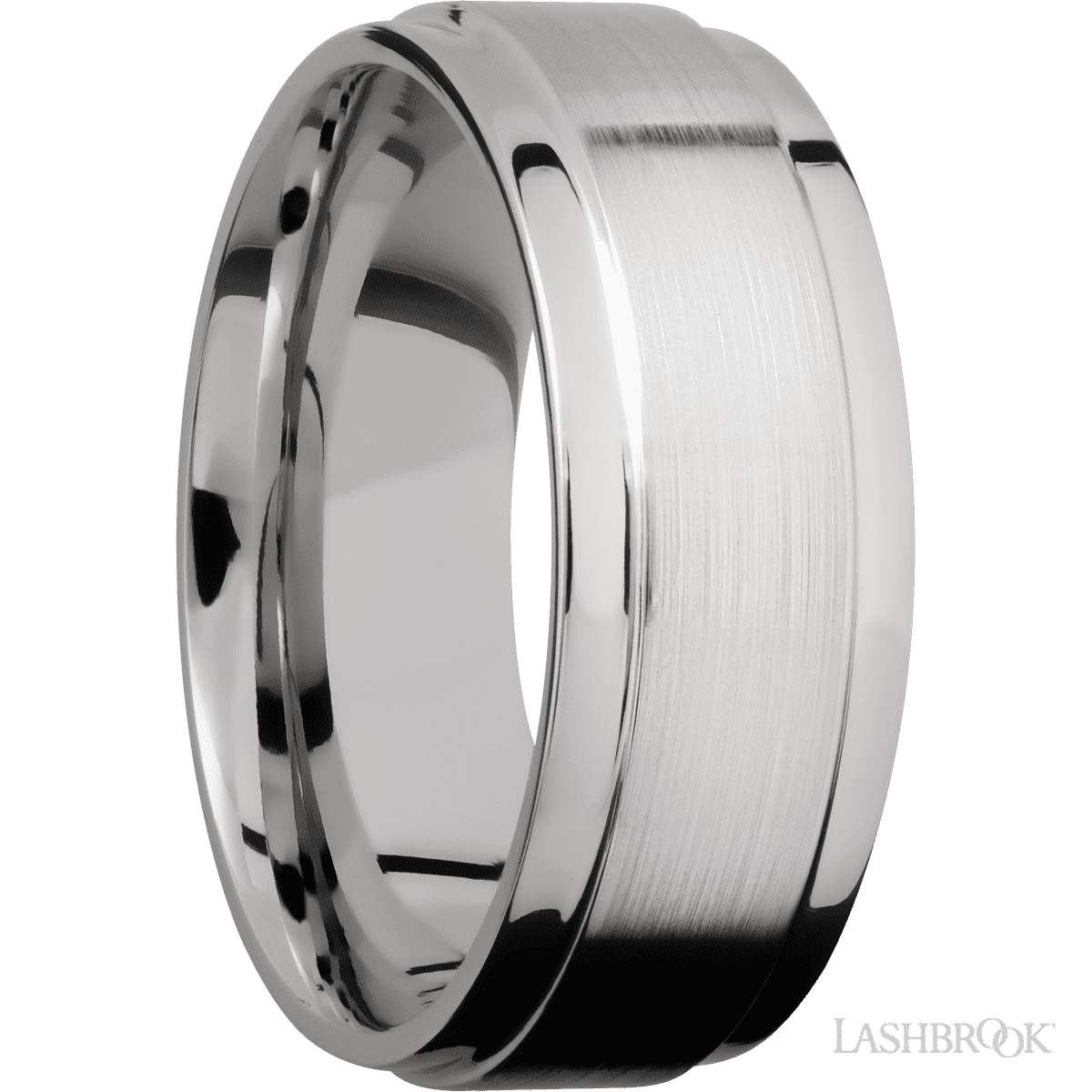 Lashbrook 14K White Gold Wedding Band For Him - Satin, Polish Finish - Diamonds By Rothschild