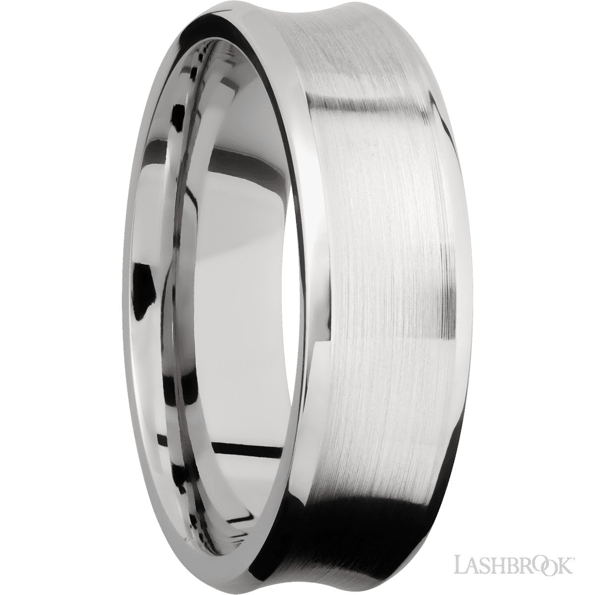 Lashbrook 14K White Gold Wedding Band For Him With Concave Bevel - Diamonds By Rothschild