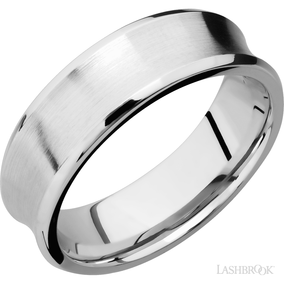 Lashbrook 14K White Gold Wedding Band For Him With Concave Bevel - Diamonds By Rothschild