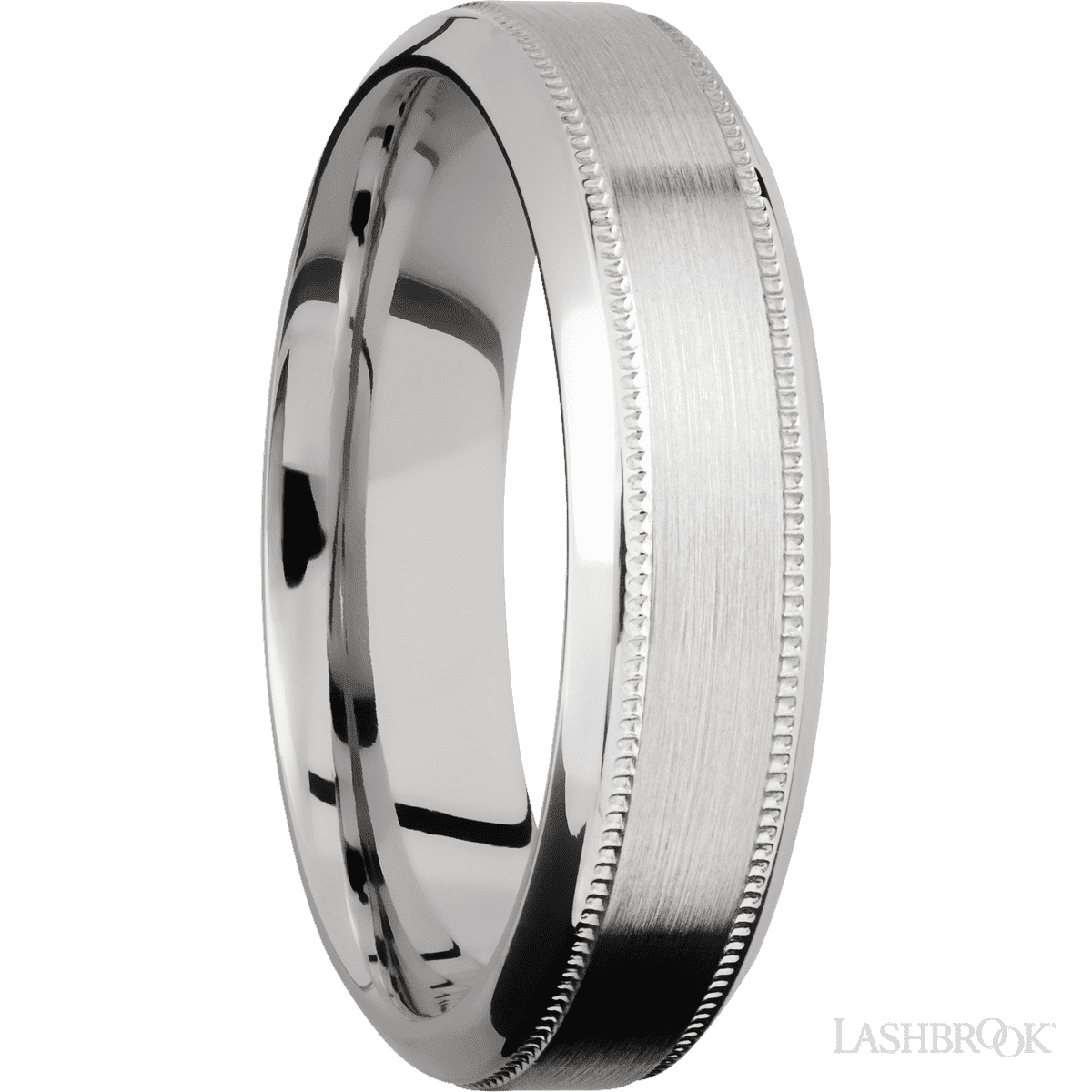 Lashbrook 14K White Gold Wedding Ring For Him With Bevel Milgrain - Diamonds By Rothschild