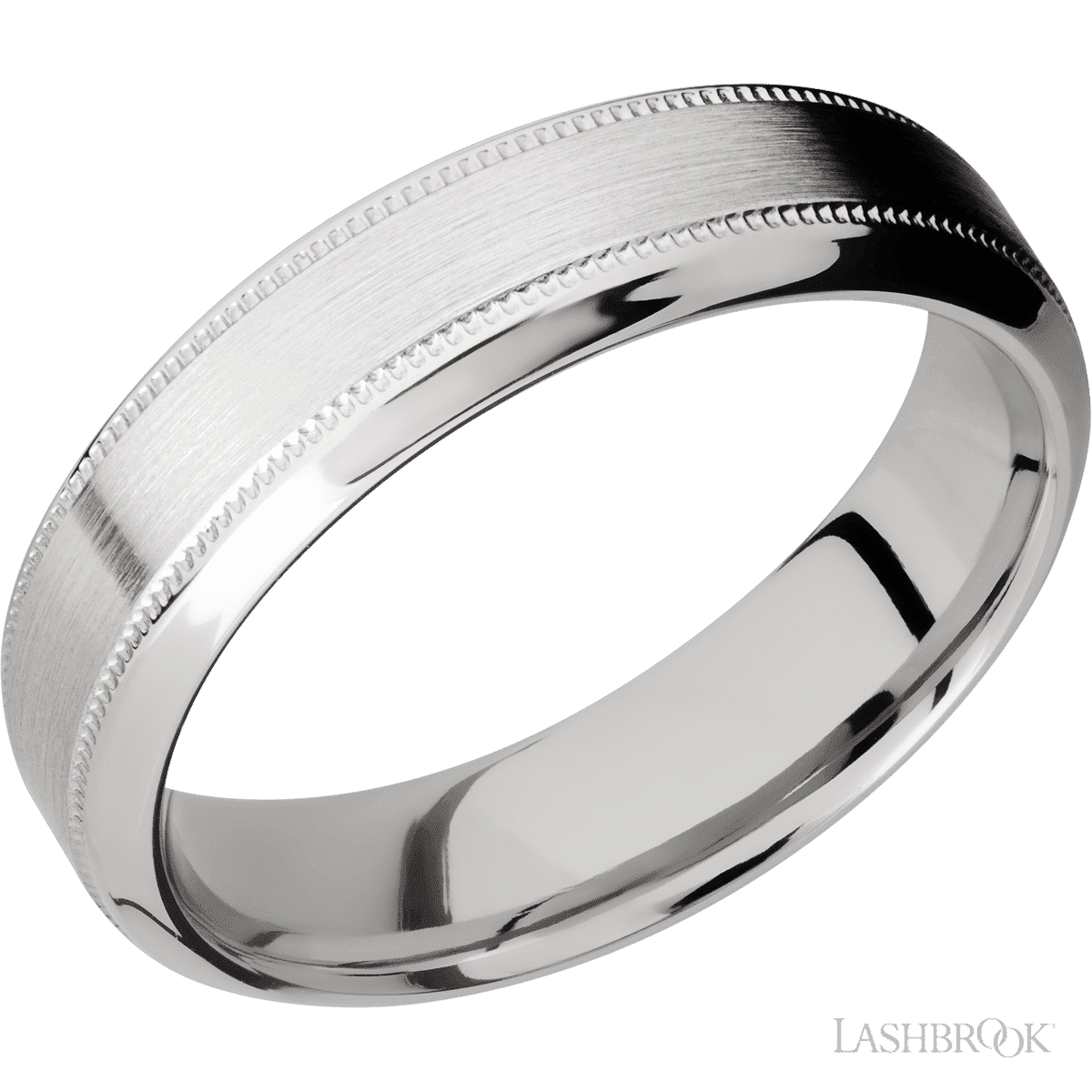 Lashbrook 14K White Gold Wedding Ring For Him With Bevel Milgrain - Diamonds By Rothschild