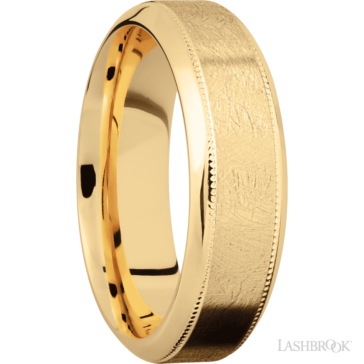 Lashbrook 14K Yellow Gold Male Wedding Band With Distressed Finish - Diamonds By Rothschild