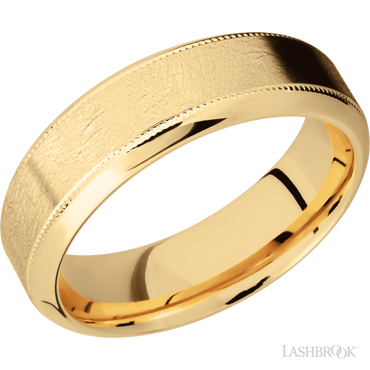 Lashbrook 14K Yellow Gold Male Wedding Band With Distressed Finish - Diamonds By Rothschild