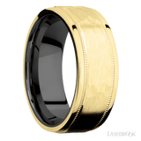 Lashbrook 14K Yellow Gold Male Wedding Band with Hammer and Zirconium - Diamonds By Rothschild