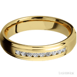 Lashbrook 14K Yellow Gold Male Wedding Ring With Beaded Diamonds - Diamonds By Rothschild