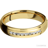 Lashbrook 14K Yellow Gold Male Wedding Ring With Beaded Diamonds - Diamonds By Rothschild