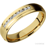 Lashbrook 14K Yellow Gold Male Wedding Ring With Beaded Diamonds - Diamonds By Rothschild