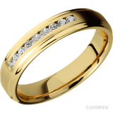 Lashbrook 14K Yellow Gold Male Wedding Ring With Beaded Diamonds - Diamonds By Rothschild