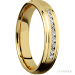 Lashbrook 14K Yellow Gold Male Wedding Ring With Beaded Diamonds - Diamonds By Rothschild