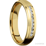 Lashbrook 14K Yellow Gold Male Wedding Ring With Beaded Diamonds - Diamonds By Rothschild