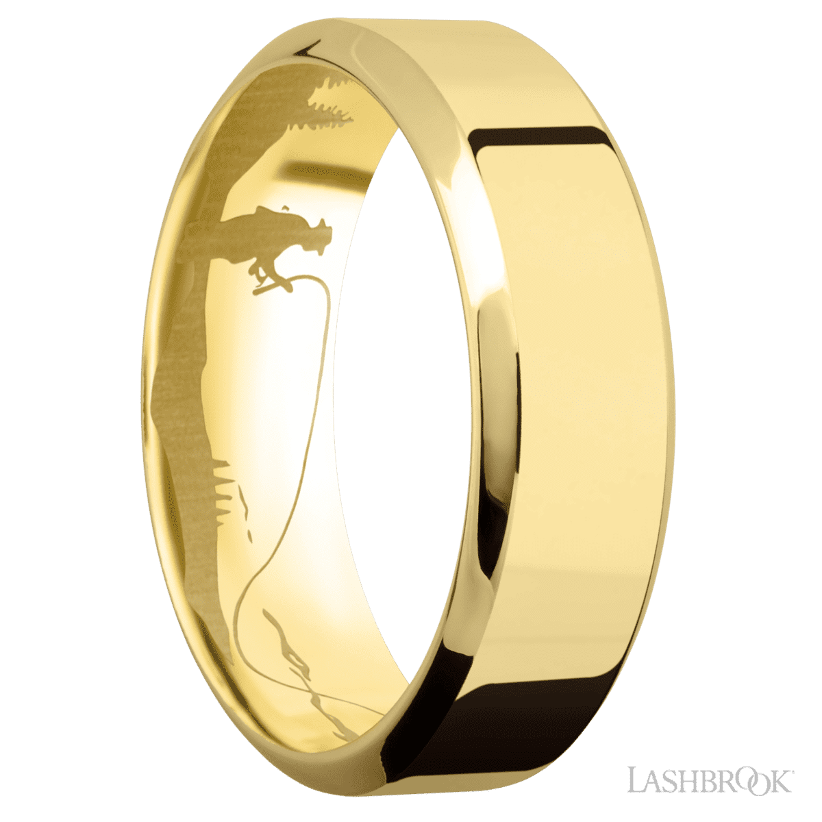 Lashbrook 14K Yellow Gold Men's Marriage Band With Patterned Sleeve - Diamonds By Rothschild