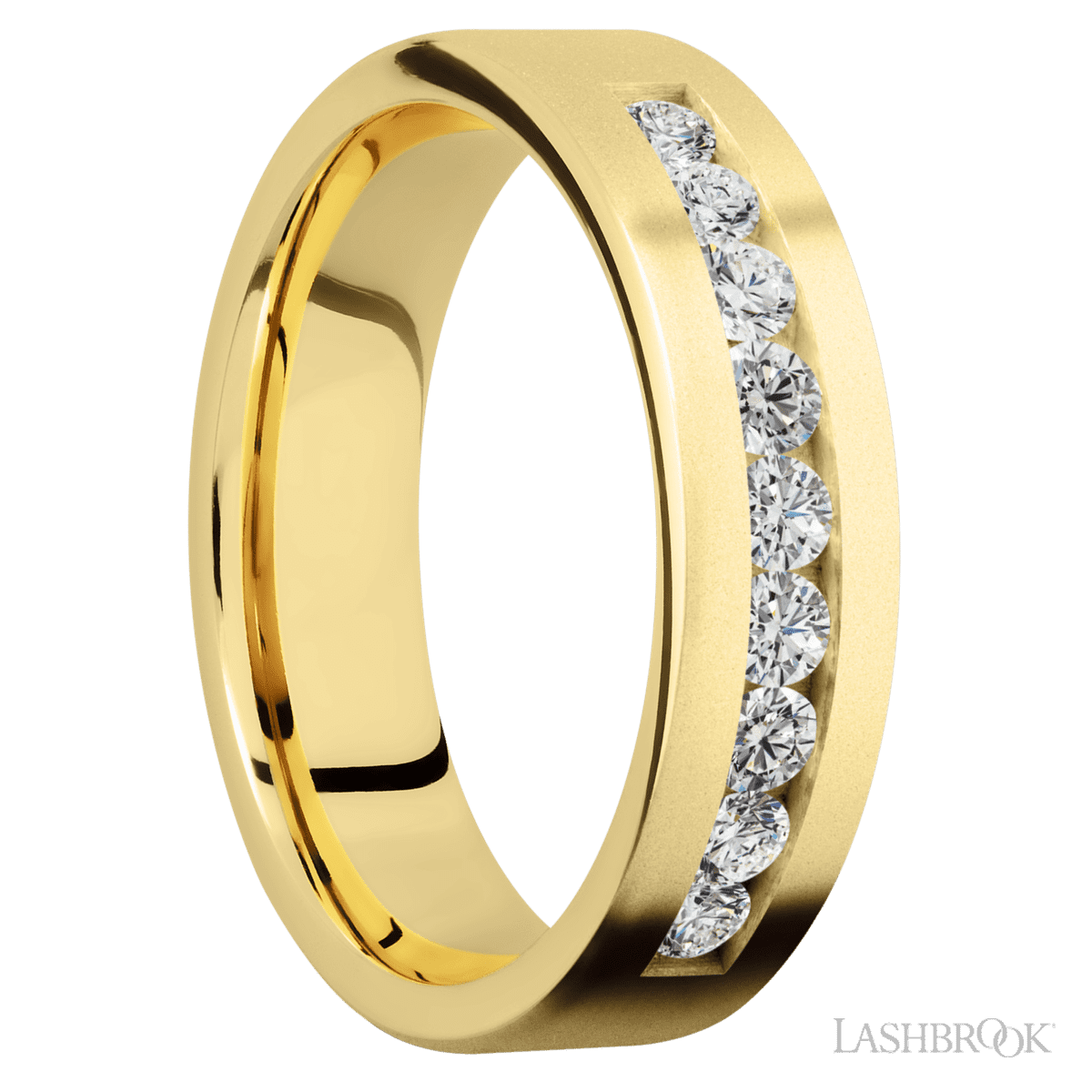 Lashbrook 14K Yellow Gold Men's Marriage Ring With Beaded Diamonds - Diamonds By Rothschild