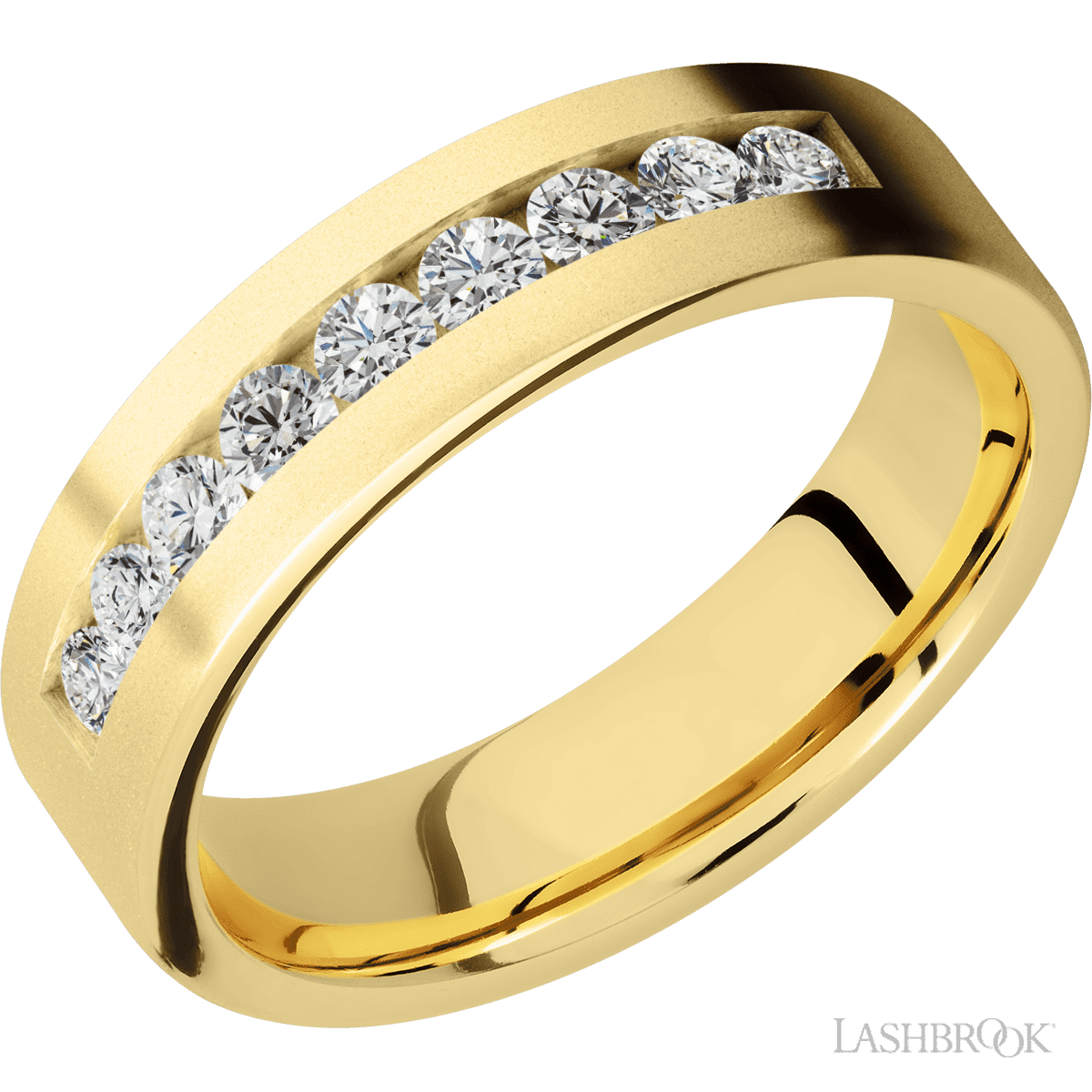 Lashbrook 14K Yellow Gold Men's Marriage Ring With Beaded Diamonds - Diamonds By Rothschild