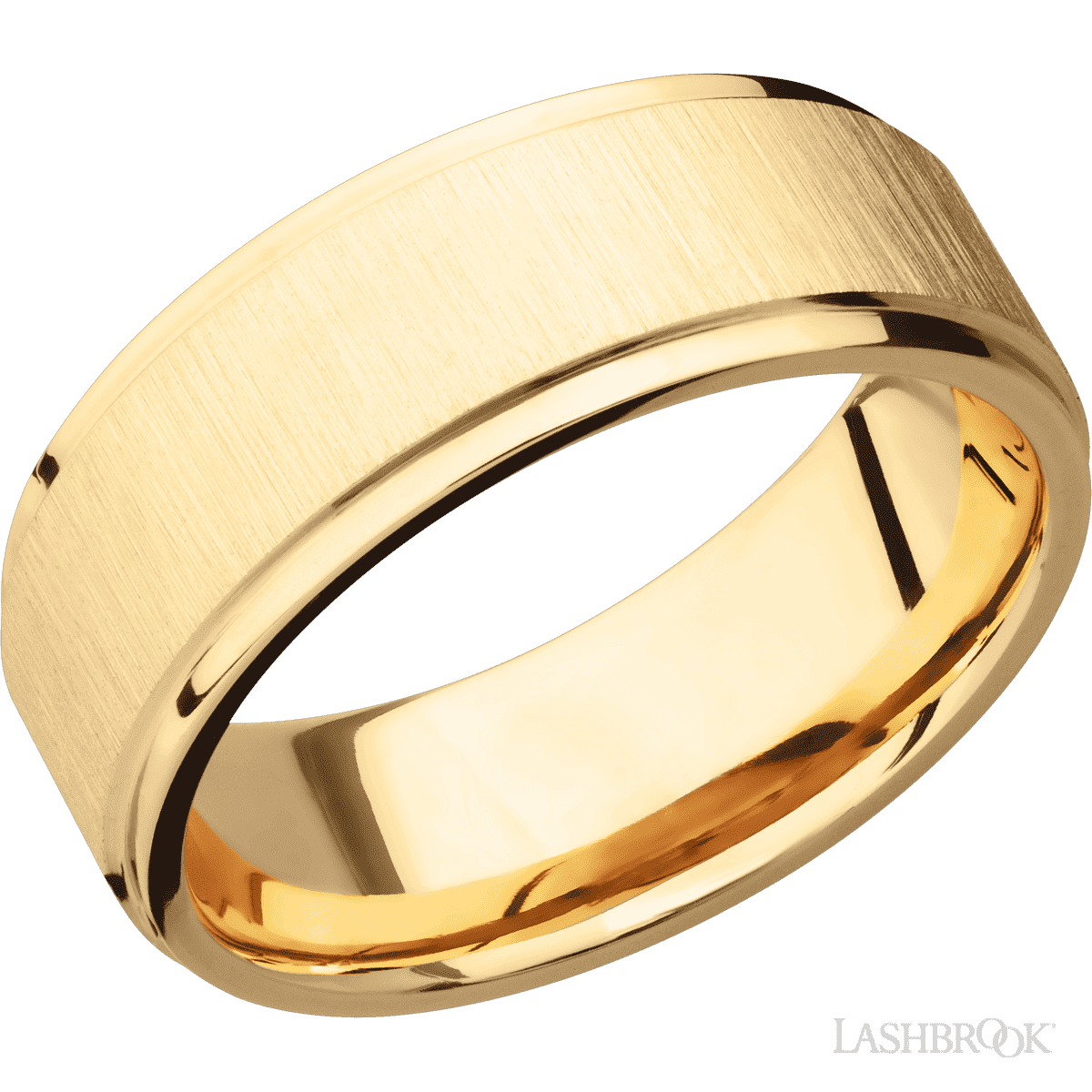 Lashbrook 14K Yellow Gold Wedding Band For Him With Cross Satin Finish - Diamonds By Rothschild