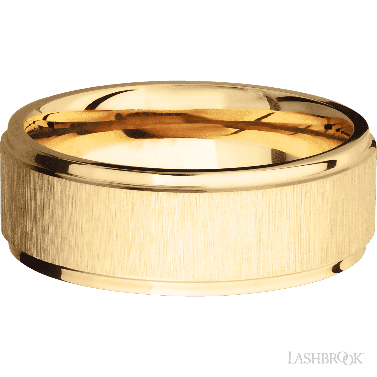 Lashbrook 14K Yellow Gold Wedding Band For Him With Cross Satin Finish - Diamonds By Rothschild