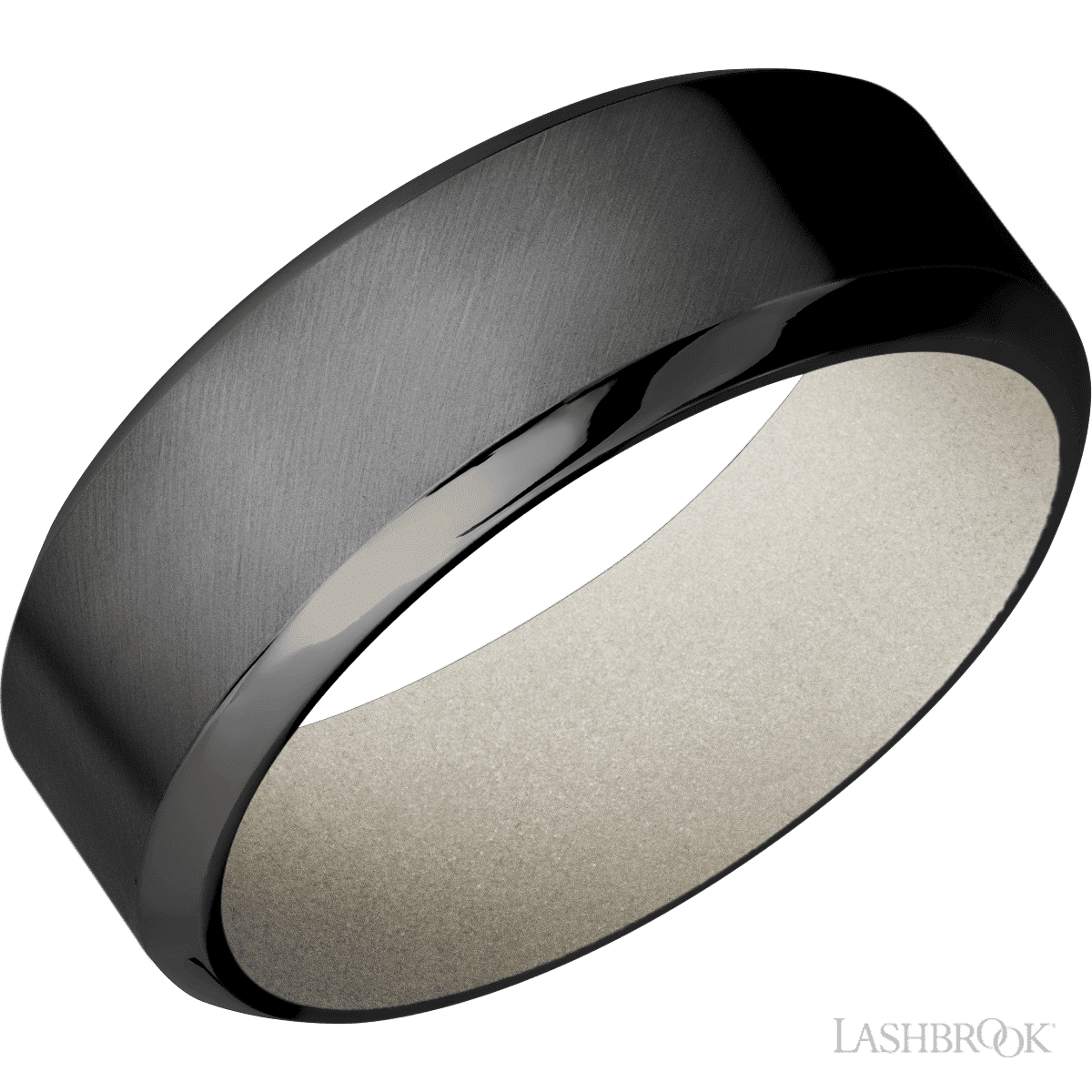Lashbrook Black Male Wedding Band with Anglesatin and Bright Nickel - Diamonds By Rothschild