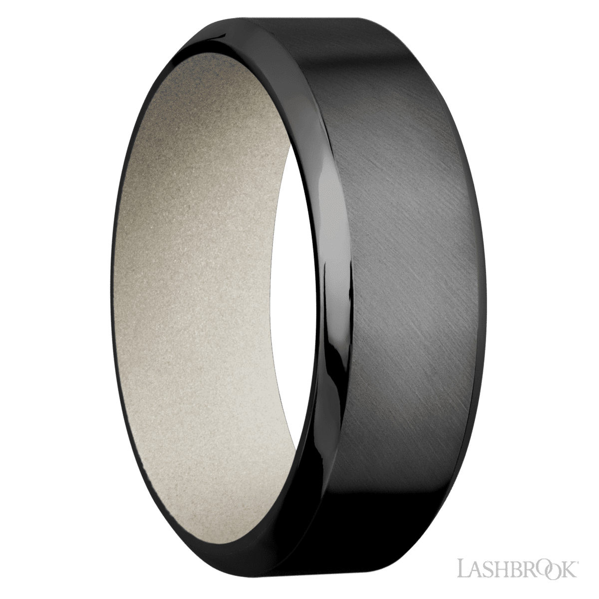 Lashbrook Black Male Wedding Band with Anglesatin and Bright Nickel - Diamonds By Rothschild