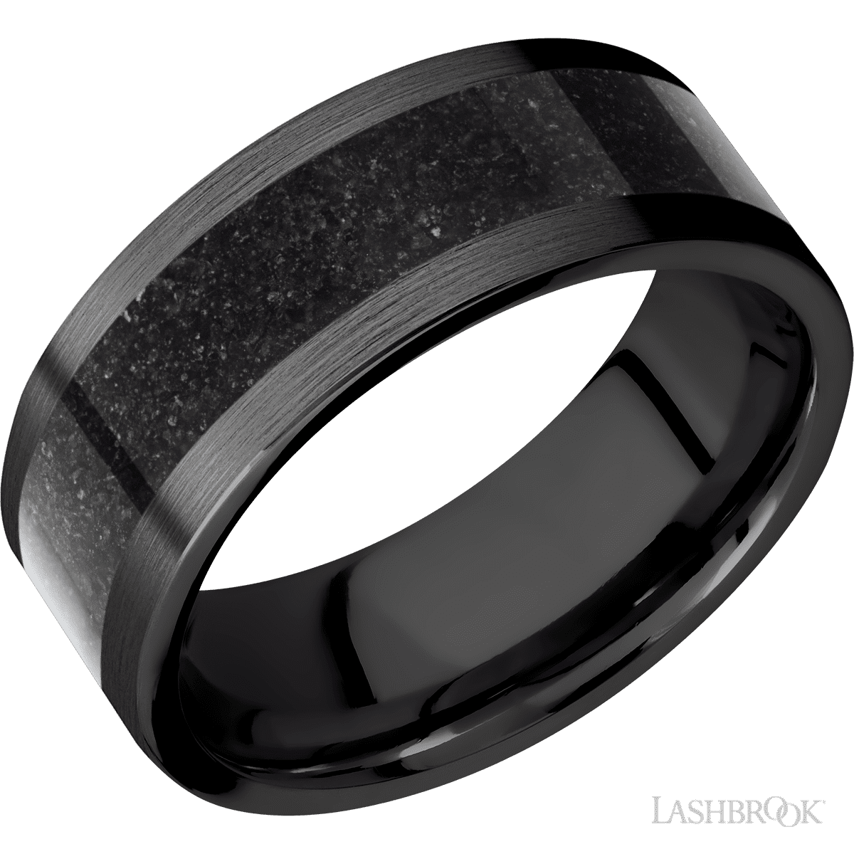 Lashbrook Black Male Wedding Band with Dinosaur Bone Black Inlay - Diamonds By Rothschild