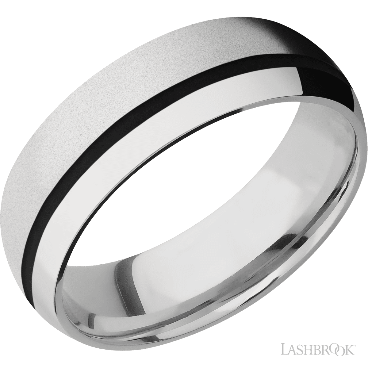 Lashbrook Chrome Male Wedding Ring With Polish Finish & Black Inlay - Diamonds By Rothschild