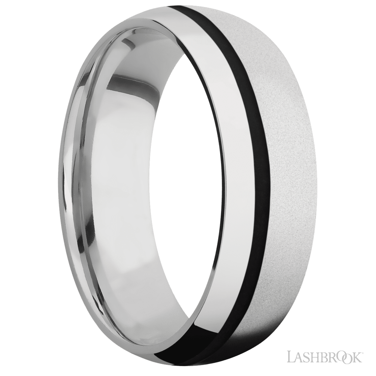 Lashbrook Chrome Male Wedding Ring With Polish Finish & Black Inlay - Diamonds By Rothschild