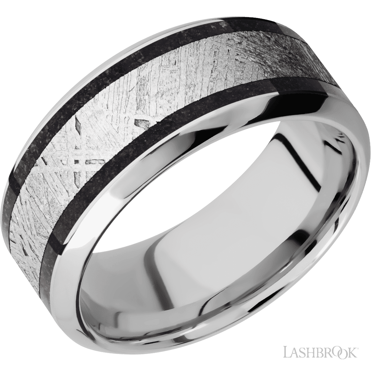 Lashbrook Chrome Men's Wedding Band - Dinosaur Bone Black & Meteorite - Diamonds By Rothschild