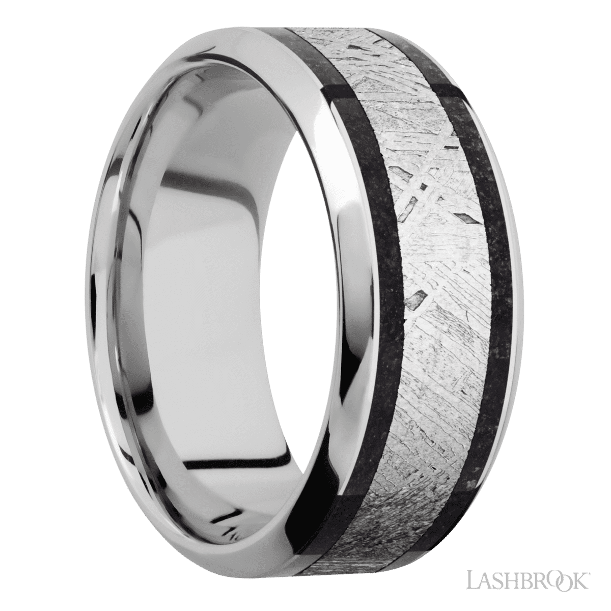 Lashbrook Chrome Men's Wedding Band - Dinosaur Bone Black & Meteorite - Diamonds By Rothschild