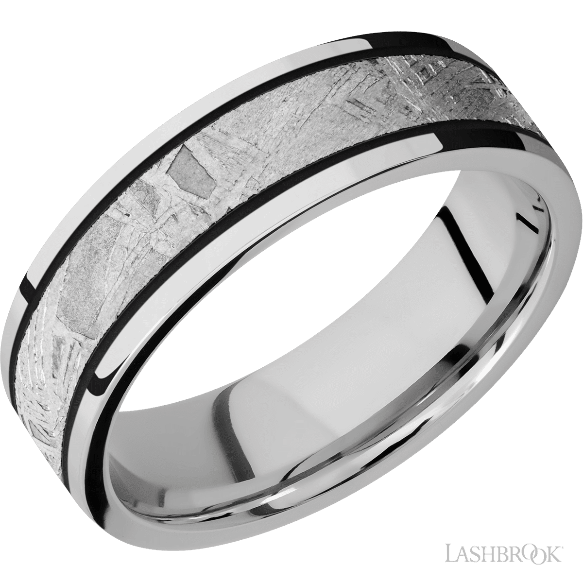 Lashbrook Cobalt Chrome Male Marriage Band With Meteorite Inlay - Diamonds By Rothschild