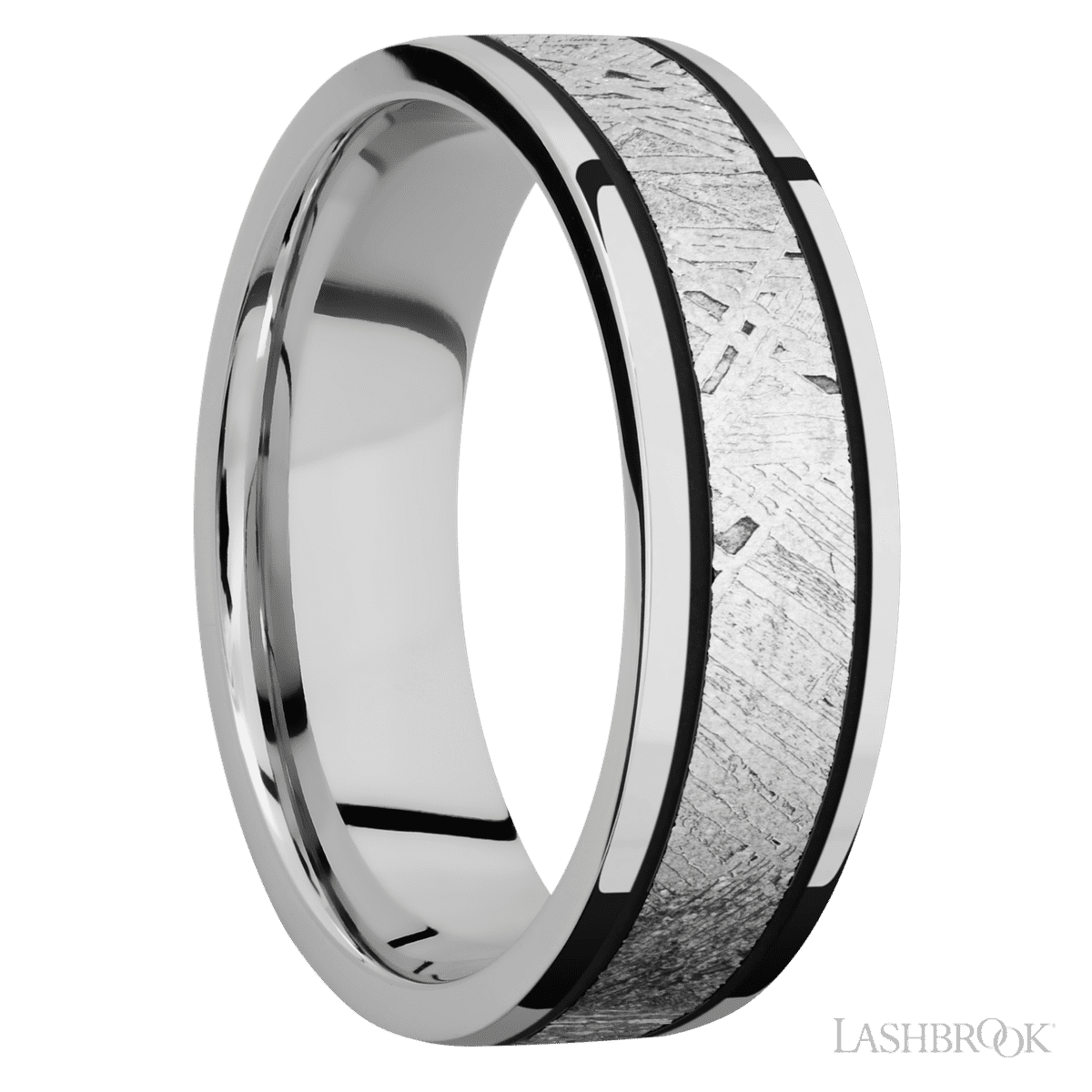 Lashbrook Cobalt Chrome Male Marriage Band With Meteorite Inlay - Diamonds By Rothschild
