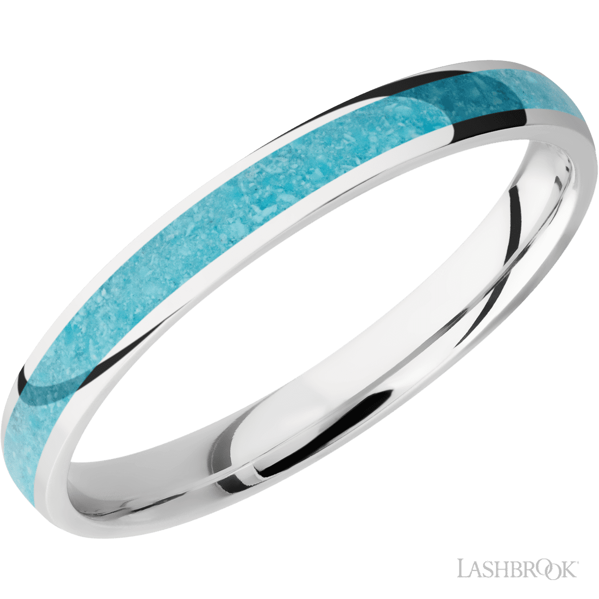 Lashbrook Cobalt Chrome Male Marriage Ring With Turquoise Inlay - Diamonds By Rothschild