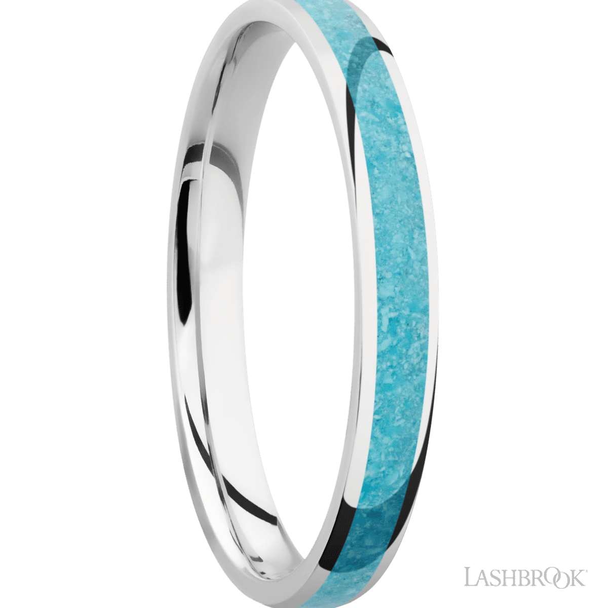 Lashbrook Cobalt Chrome Male Marriage Ring With Turquoise Inlay - Diamonds By Rothschild