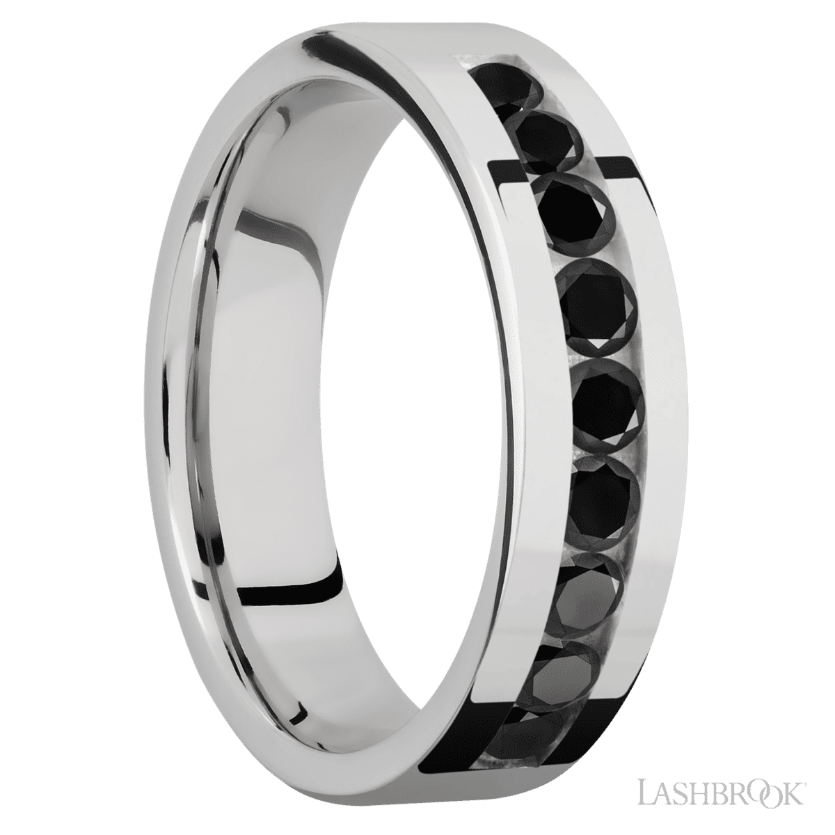 Lashbrook Cobalt Chrome Men's Marriage Band - Beaded Black Diamonds - Diamonds By Rothschild