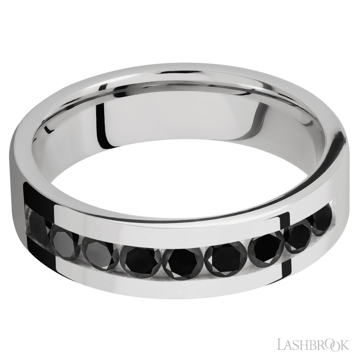 Lashbrook Cobalt Chrome Men's Marriage Band - Beaded Black Diamonds - Diamonds By Rothschild