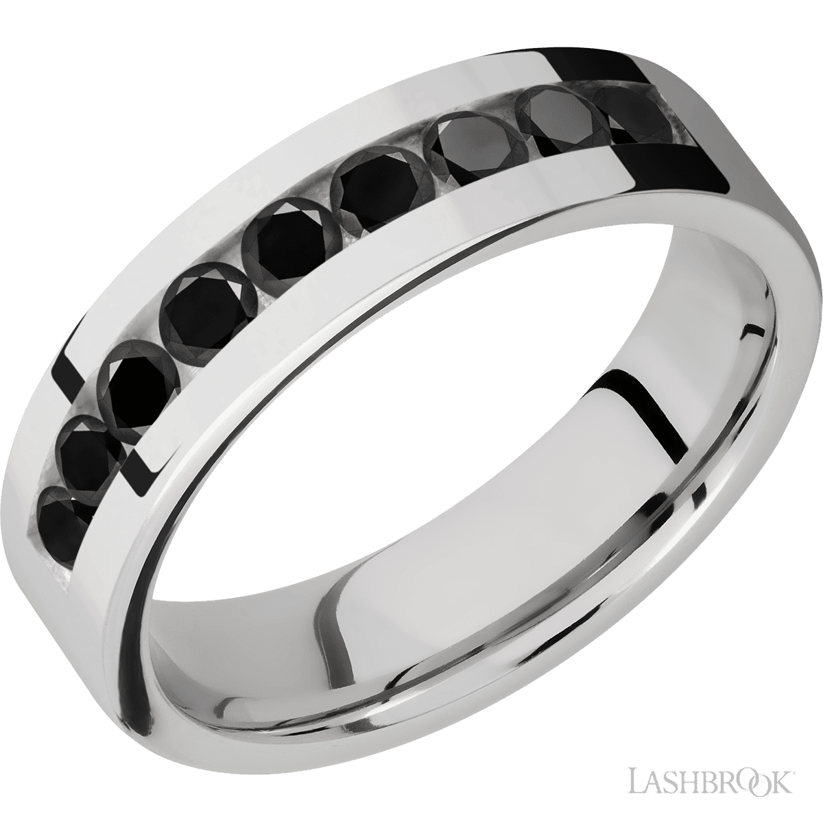 Lashbrook Cobalt Chrome Men's Marriage Band - Beaded Black Diamonds - Diamonds By Rothschild