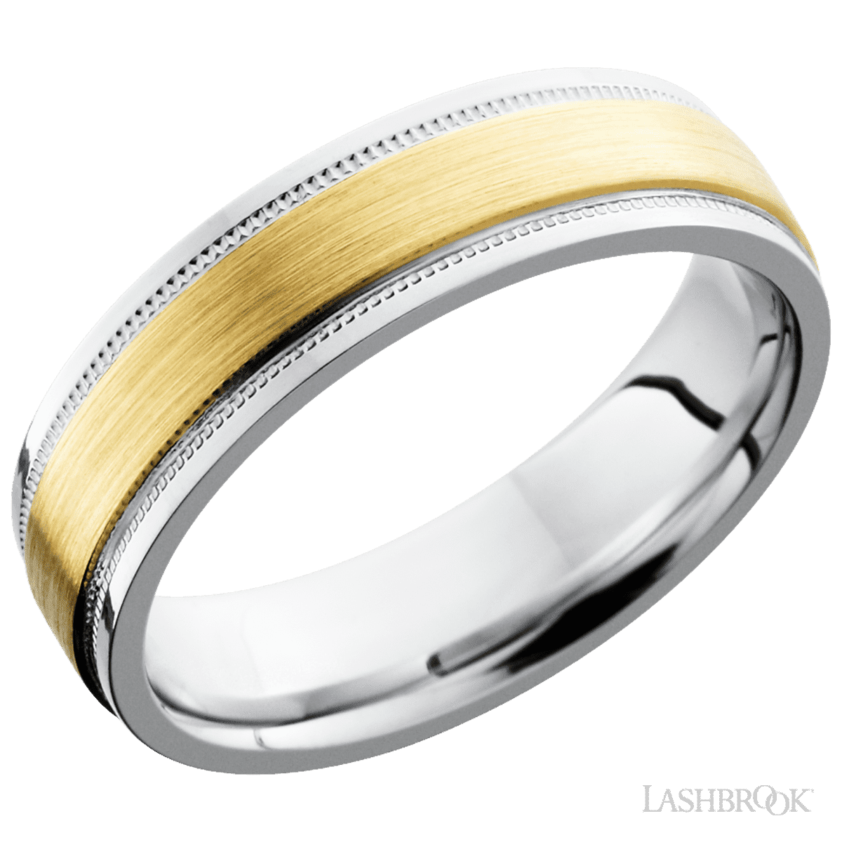 Lashbrook Cobalt Chrome Men's Marriage Band With 14K Yellow Gold Inlay - Diamonds By Rothschild