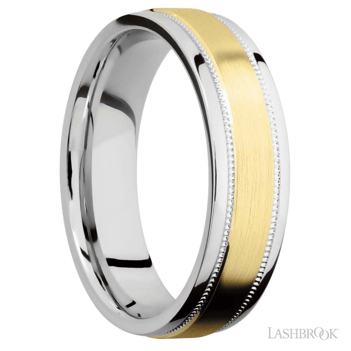 Lashbrook Cobalt Chrome Men's Marriage Band With 14K Yellow Gold Inlay - Diamonds By Rothschild