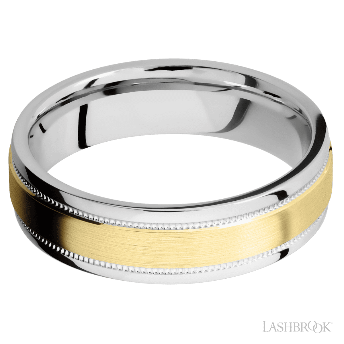 Lashbrook Cobalt Chrome Men's Marriage Band With 14K Yellow Gold Inlay - Diamonds By Rothschild