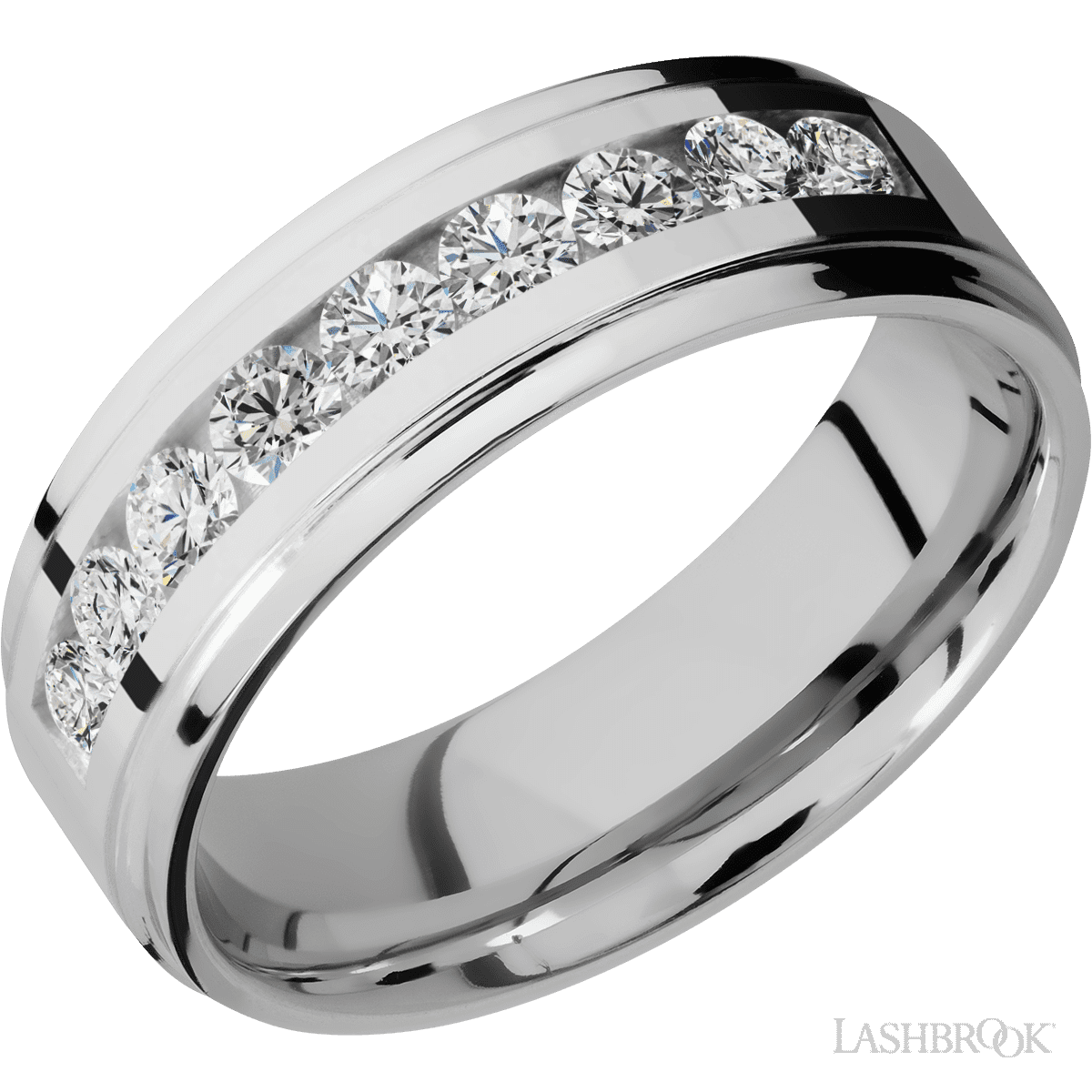 Lashbrook Cobalt Chrome Men's Marriage Band With Beaded Diamonds - Diamonds By Rothschild