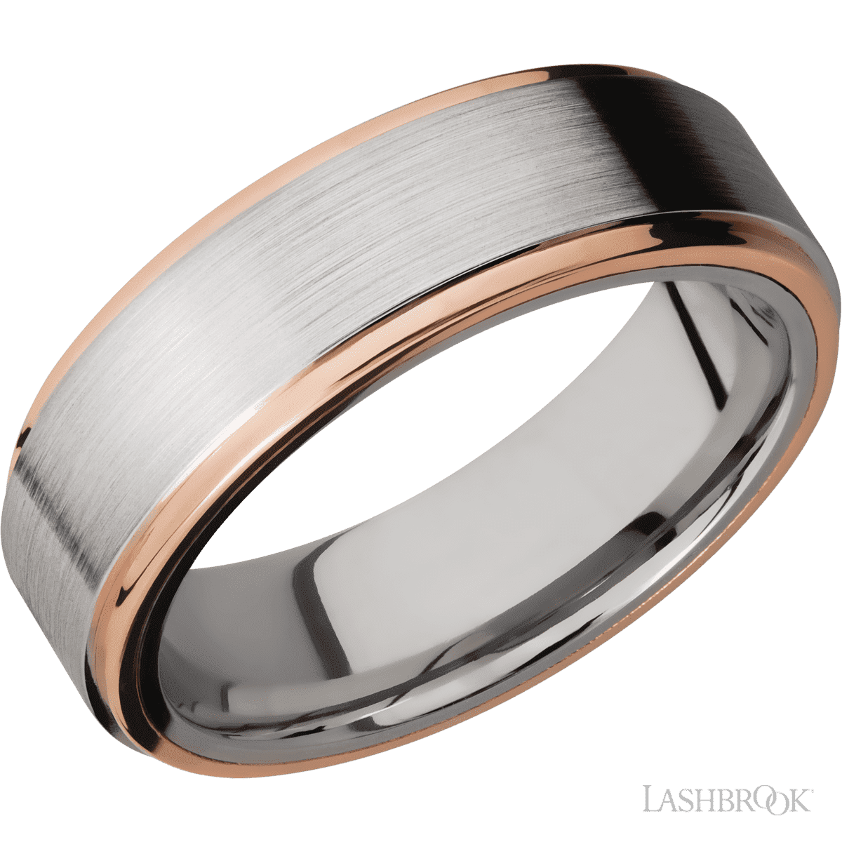 Lashbrook Cobalt Chrome Men's Wedding Band With 14K Rose Gold Inlay - Diamonds By Rothschild