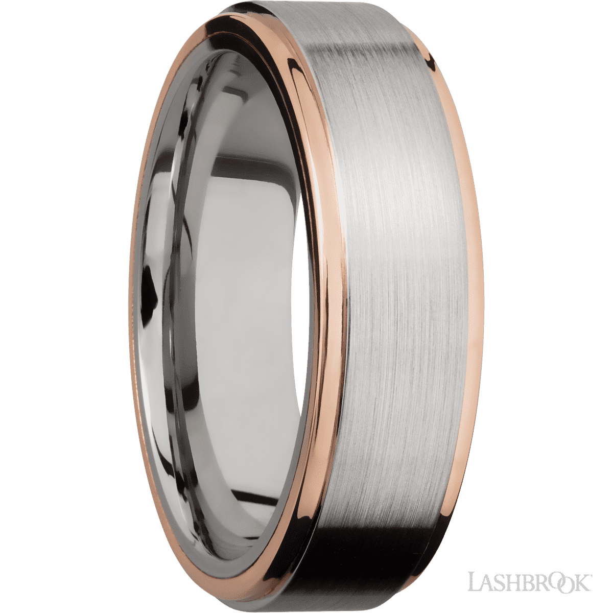 Lashbrook Cobalt Chrome Men's Wedding Band With 14K Rose Gold Inlay - Diamonds By Rothschild