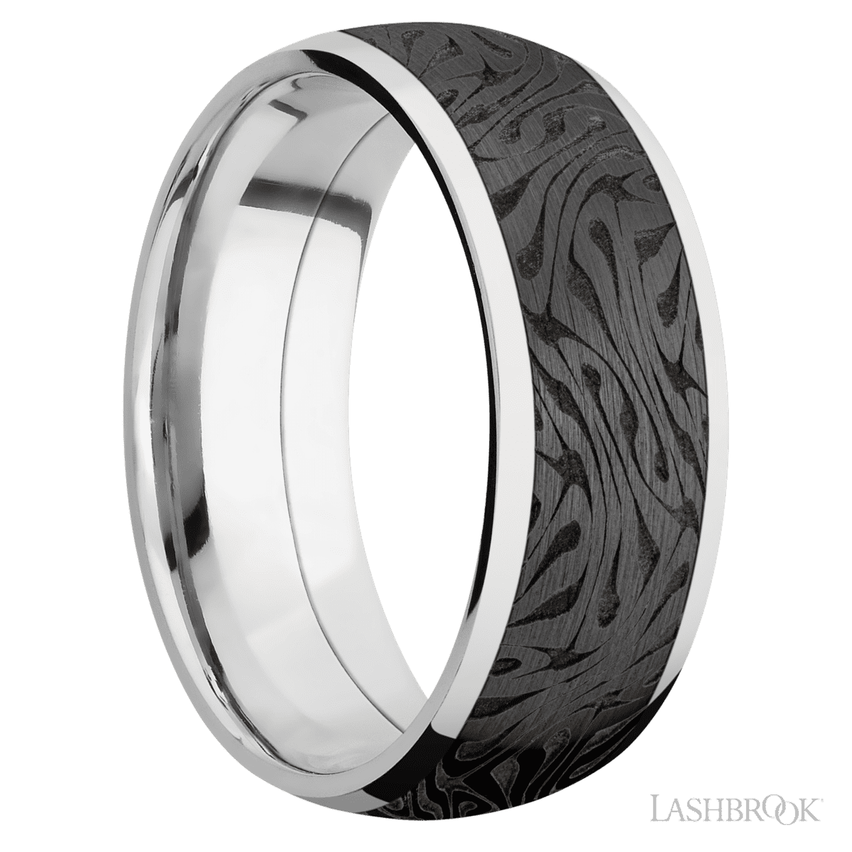 Lashbrook Cobalt Chrome Men's Wedding Ring with Escher Zirconium Inlay - Diamonds By Rothschild