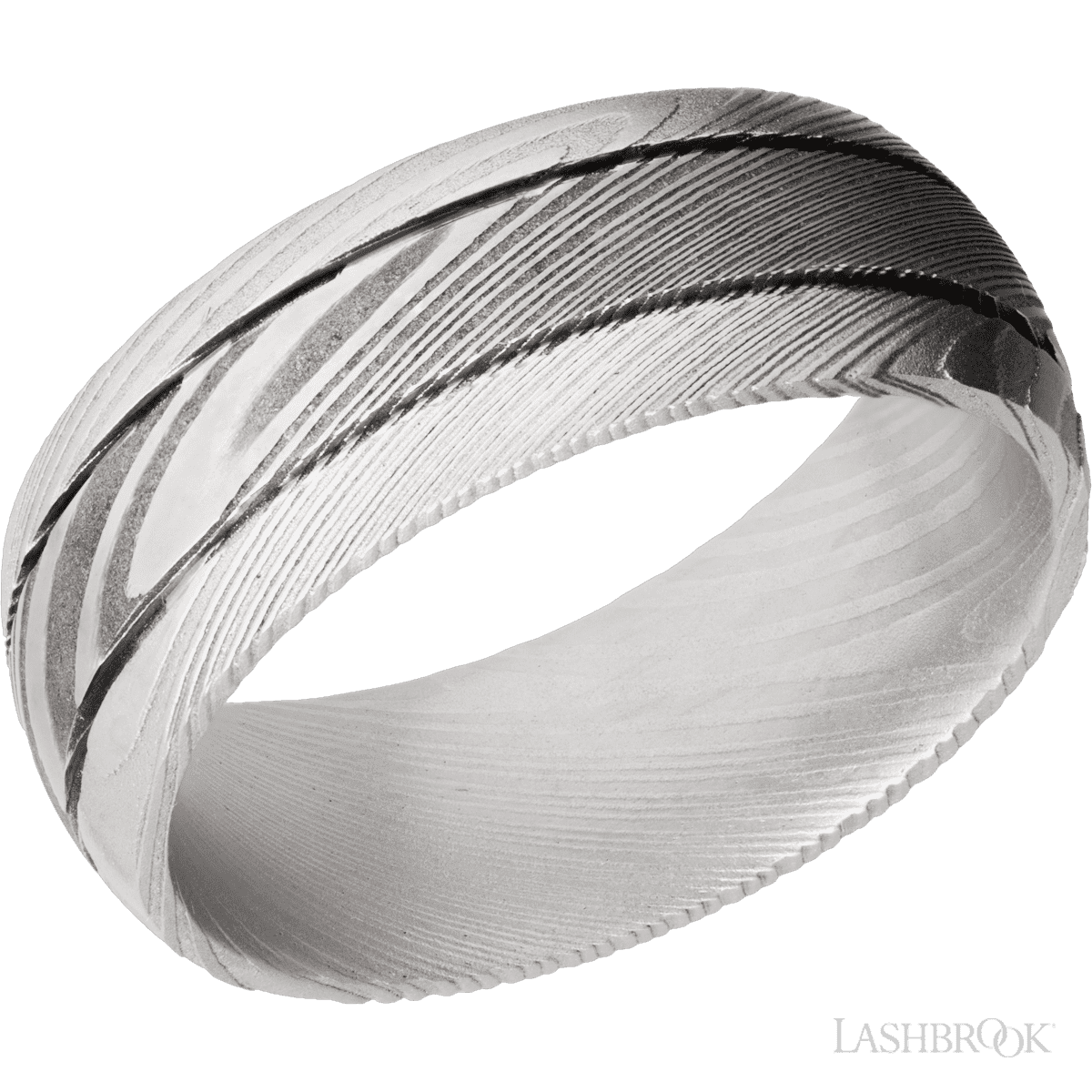Lashbrook Damascus Men's Marriage Ring with Acid Finish - Diamonds By Rothschild