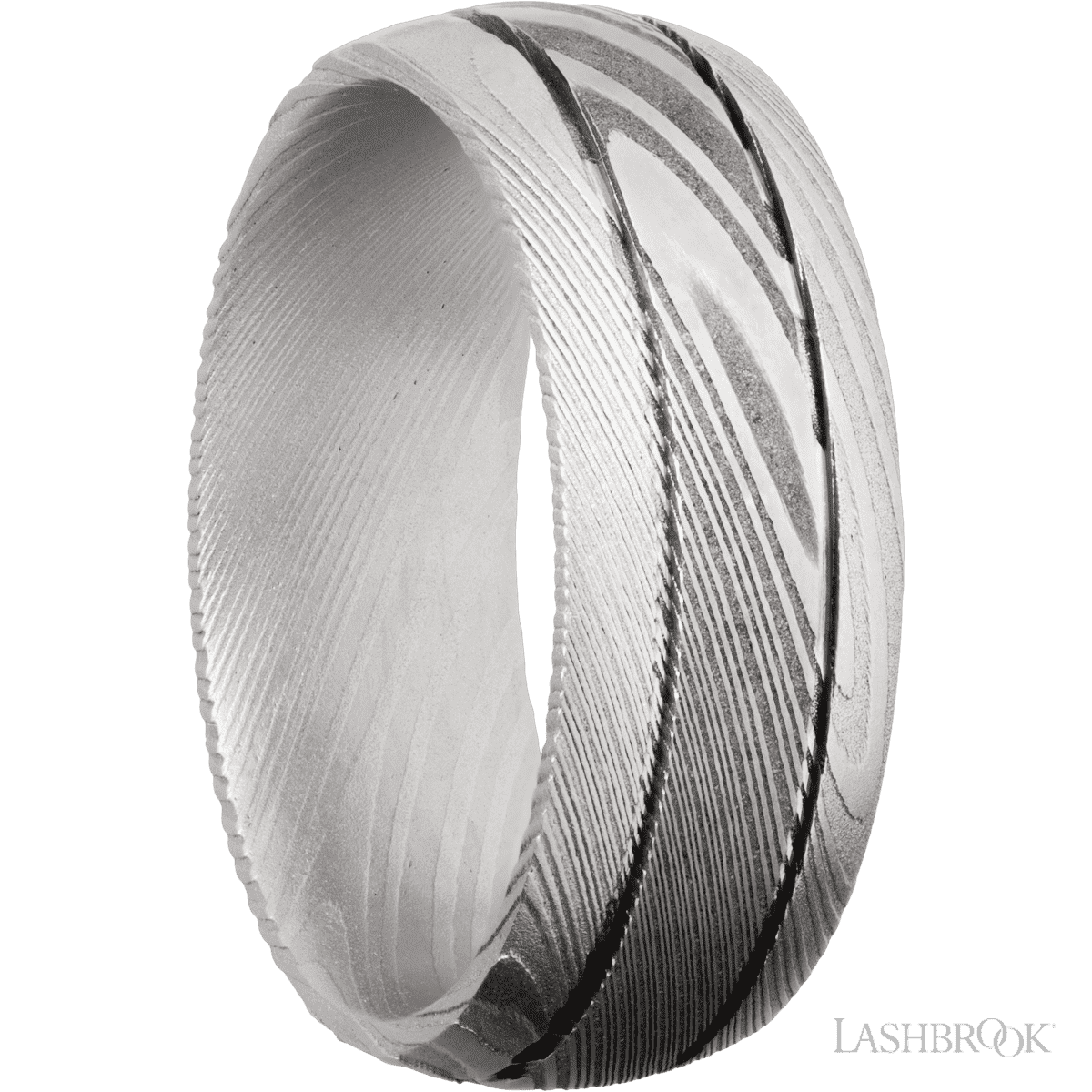 Lashbrook Damascus Men's Marriage Ring with Acid Finish - Diamonds By Rothschild