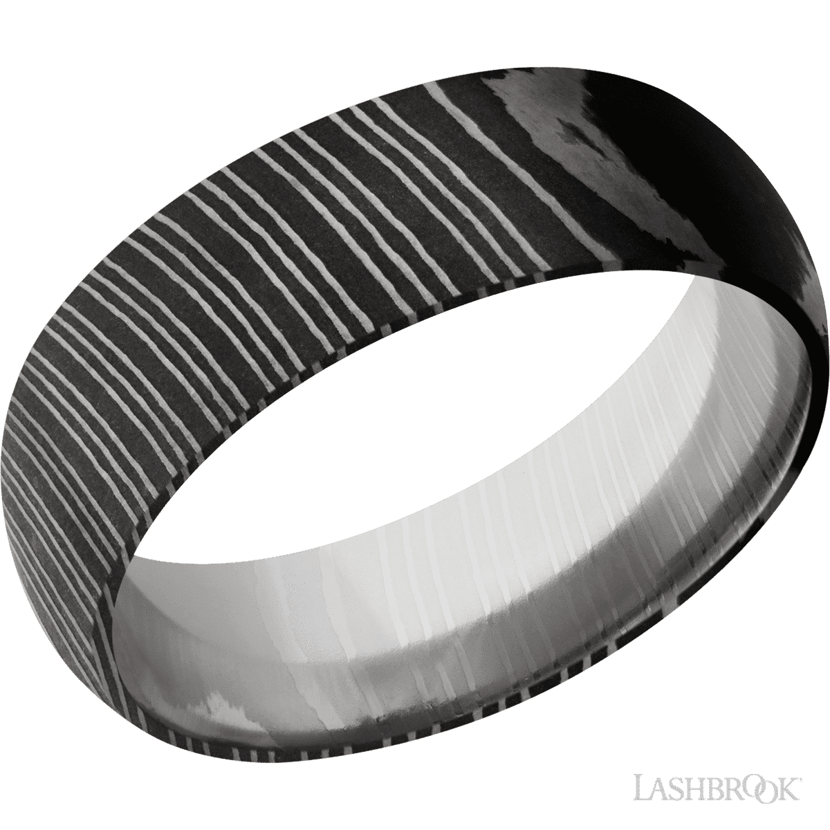 Lashbrook Damascus Wedding Band For Him With Acid Finish - Diamonds By Rothschild