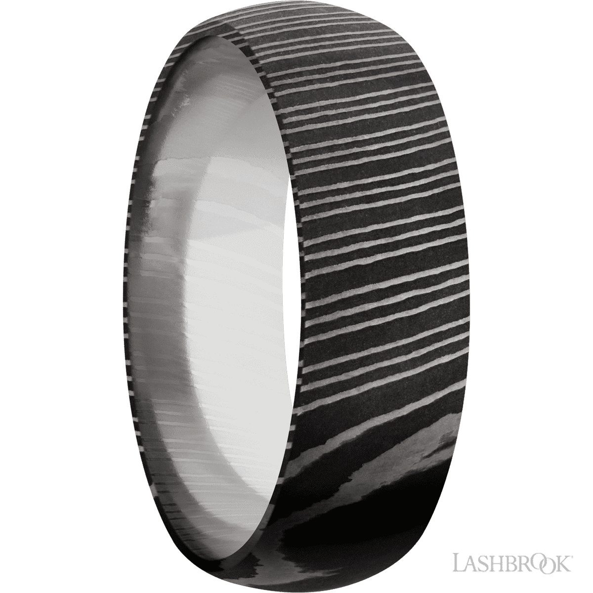 Lashbrook Damascus Wedding Band For Him With Acid Finish - Diamonds By Rothschild