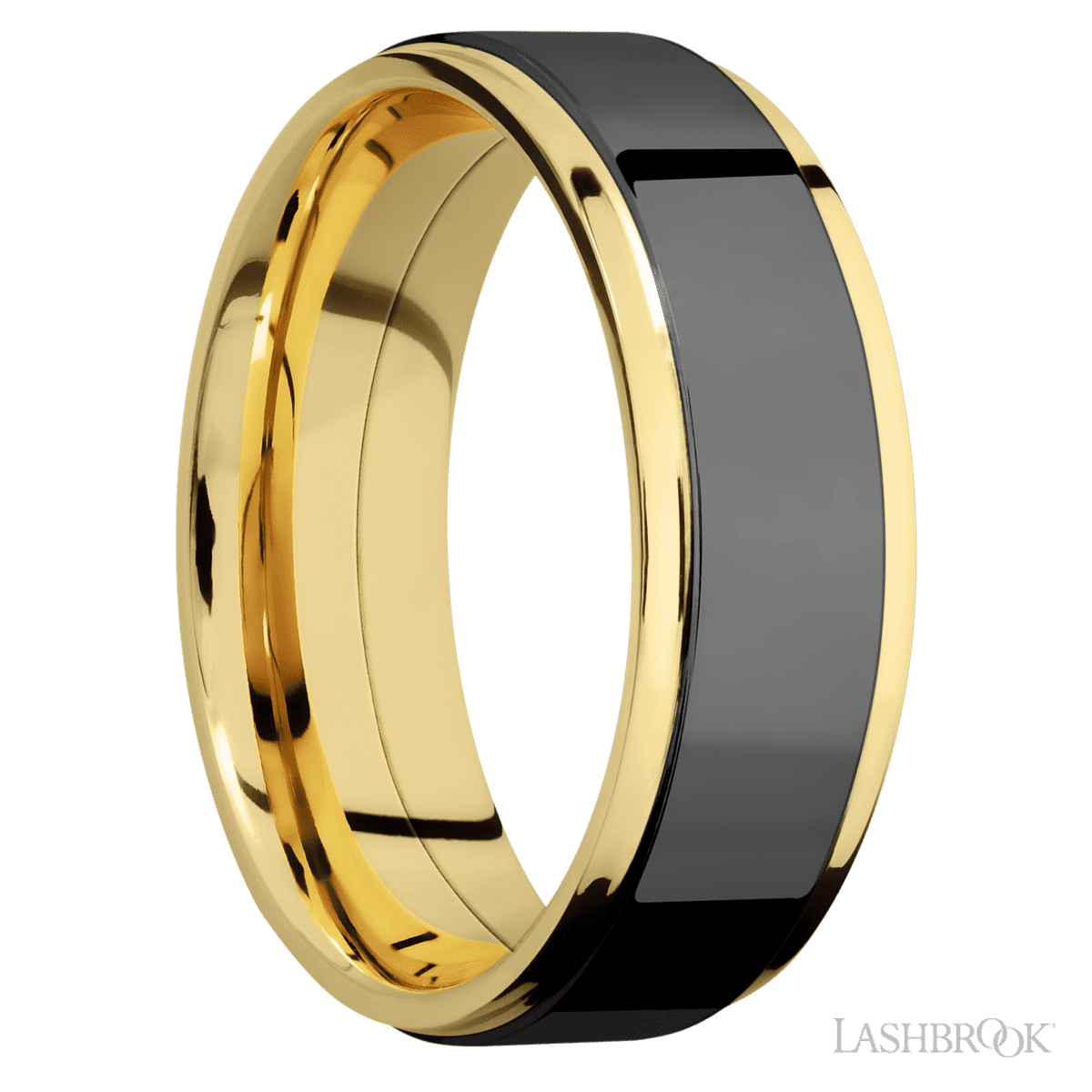 Lashbrook Gold Male Ring with Polish Finish and Zirconium Inlay - Diamonds By Rothschild