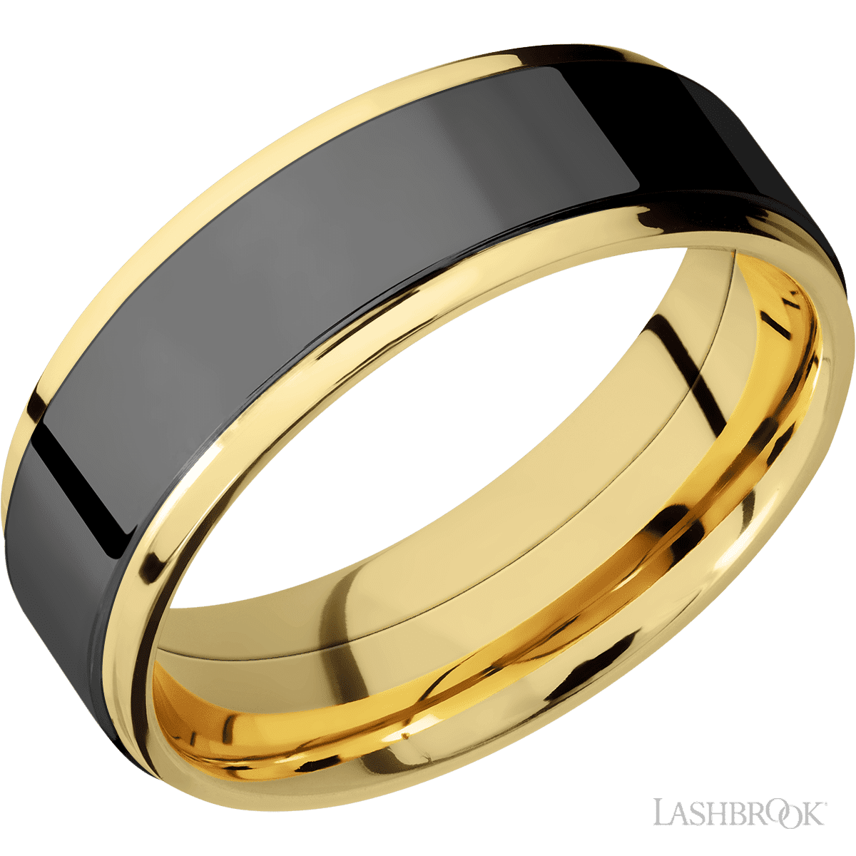 Lashbrook Gold Male Ring with Polish Finish and Zirconium Inlay - Diamonds By Rothschild